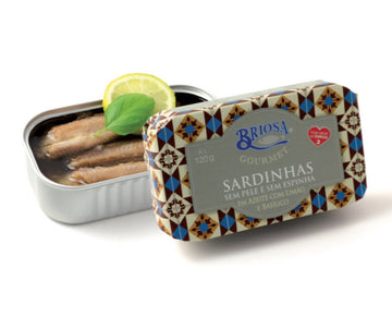 Briosa, Sardine fără piele și fără oase, în ulei de măsline cu lămâie și busuioc , 120g