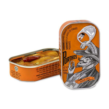 Porthos, Sardine în sos de tomate picant, 125g